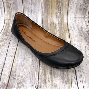 Lucky Brand Black Leather Emmie Ballet Flat Size 7